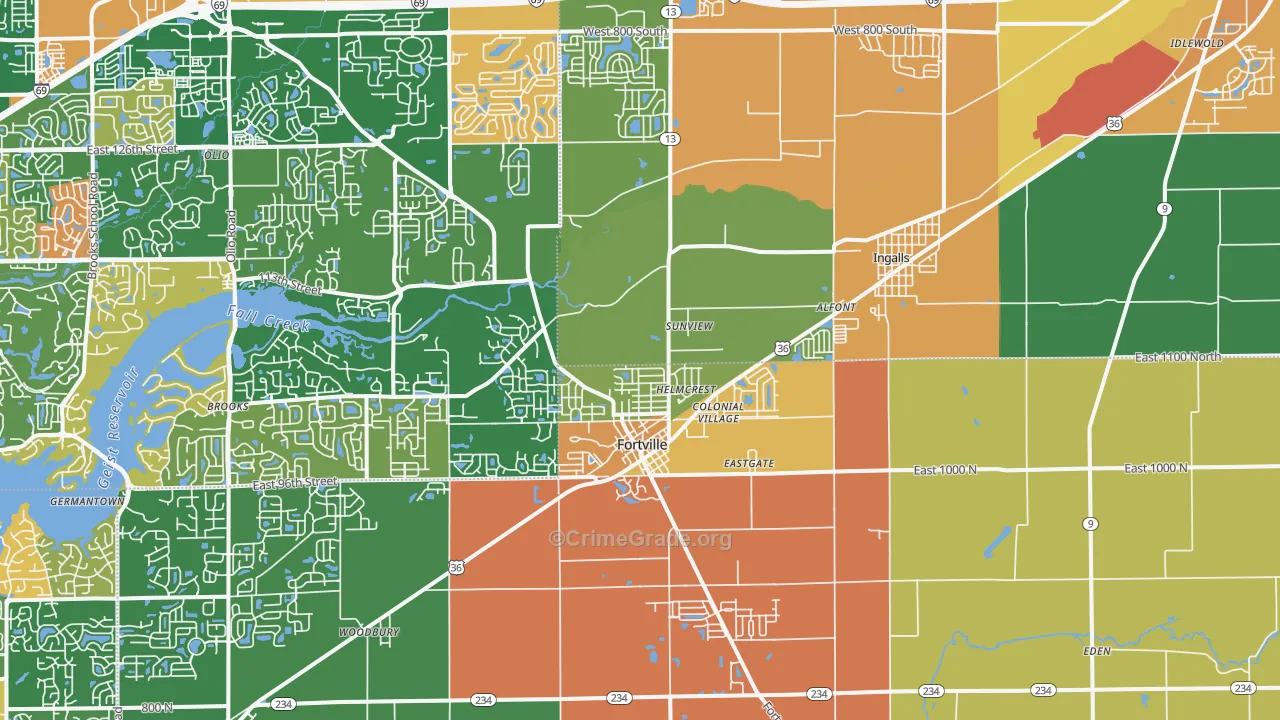 Fortville, IN Map of Arson Rates