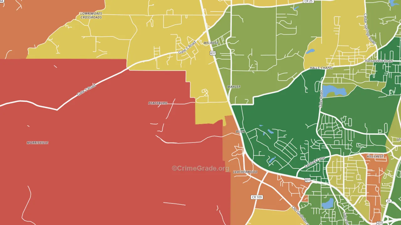 Fosheeton, AL Map of Arson Rates