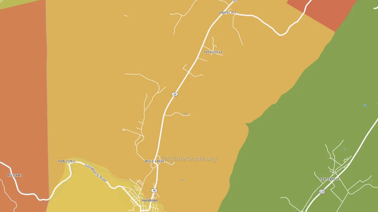 Fossilville, PA Map of Arson Rates