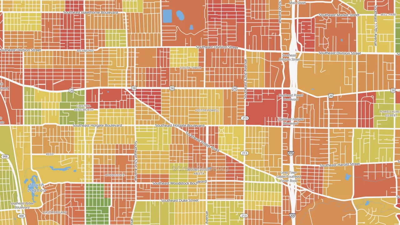Foster-Powell, Portland, OR Map of Arson Rates