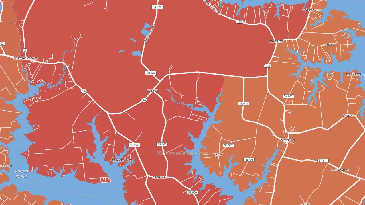 Foster, VA Map of Arson Rates