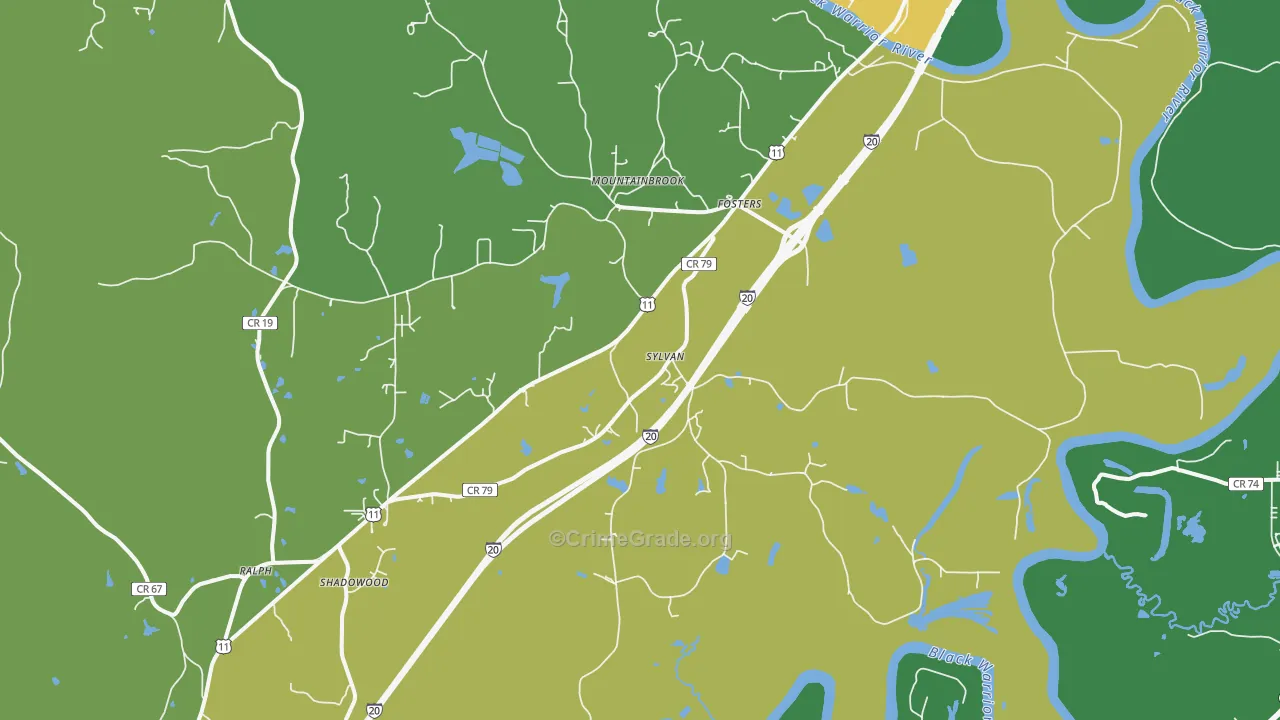 Fosters, AL Map of Arson Rates