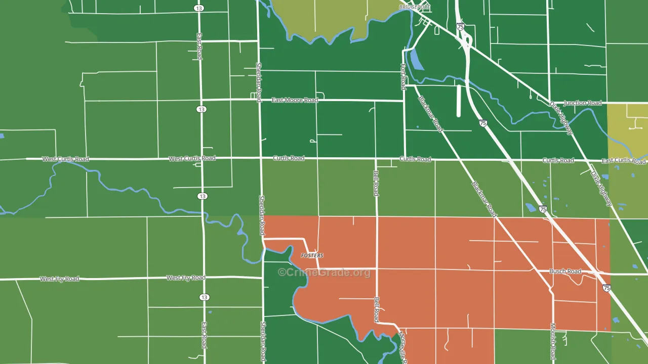 Fosters, MI Map of Arson Rates