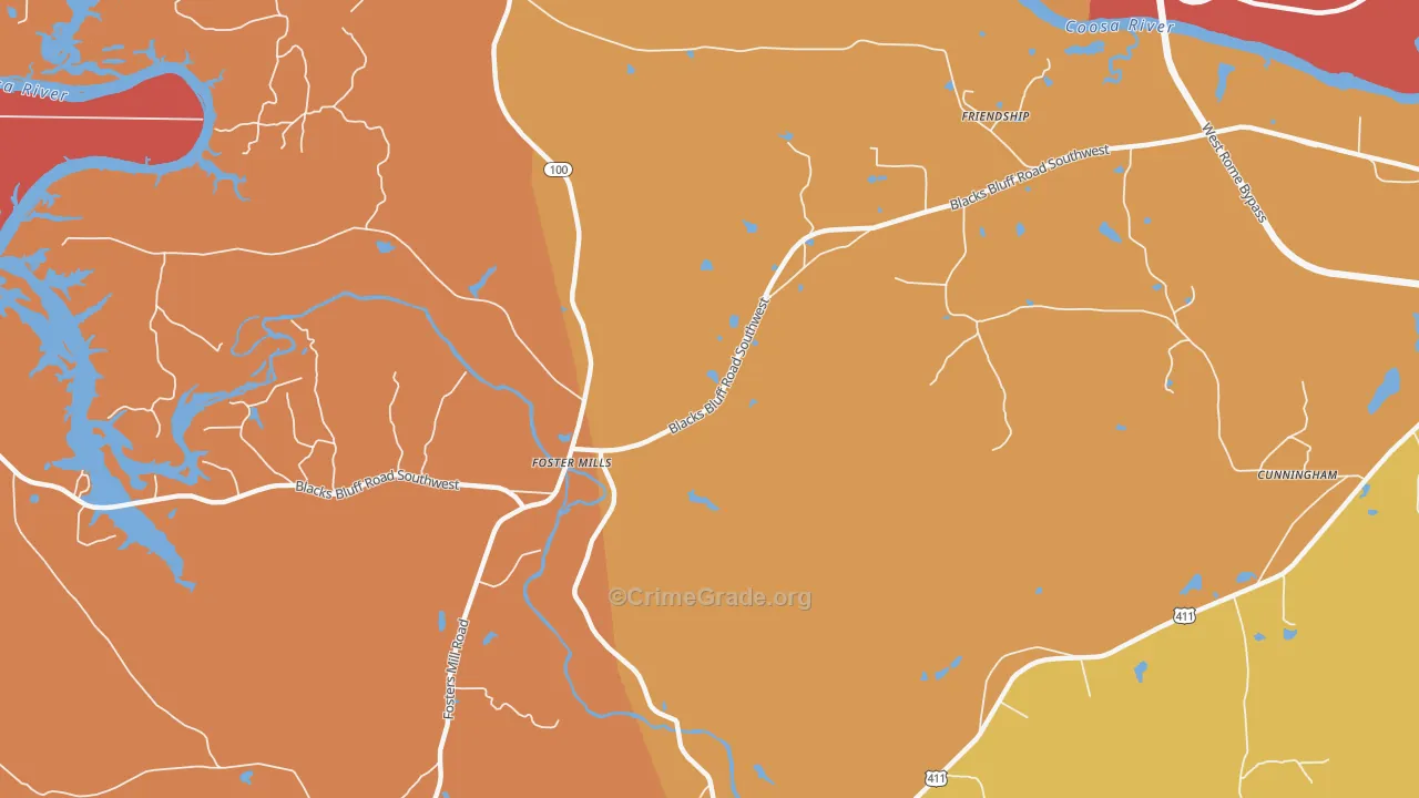 Fosters Mills, GA Map of Arson Rates