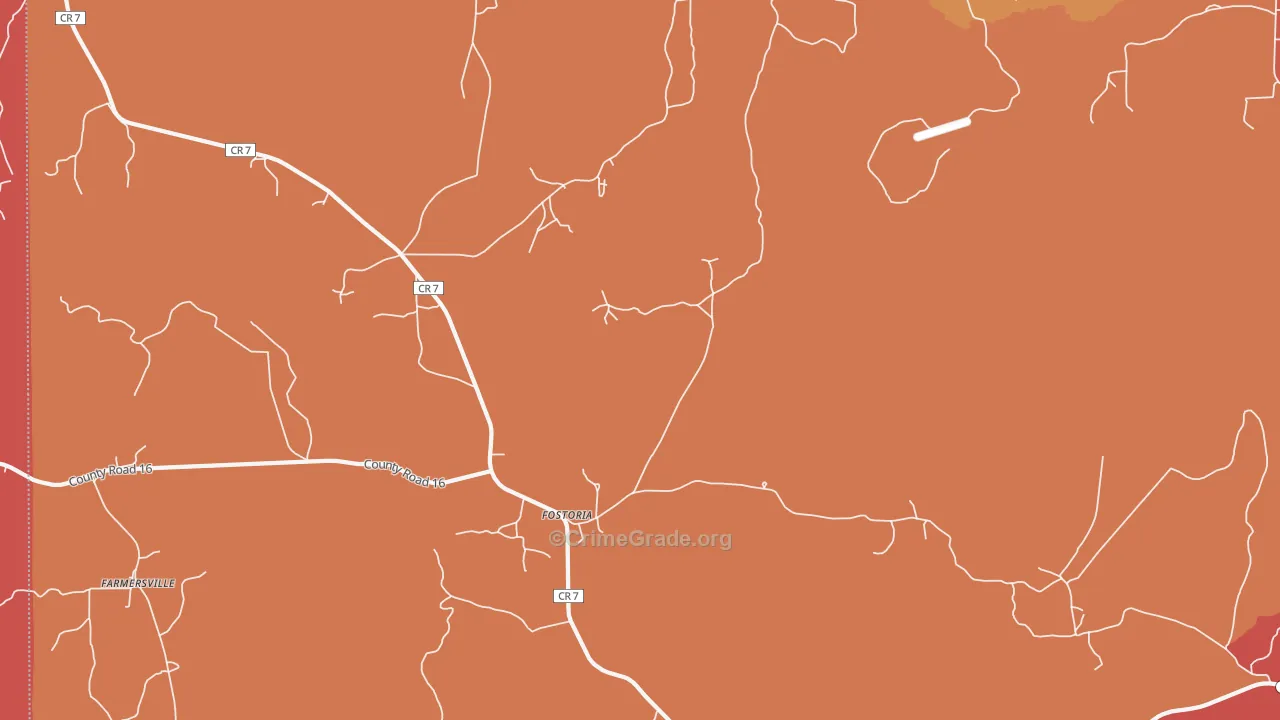 Fostoria, AL Map of Arson Rates