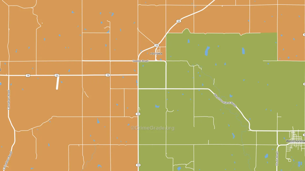 Fostoria, KS Map of Arson Rates