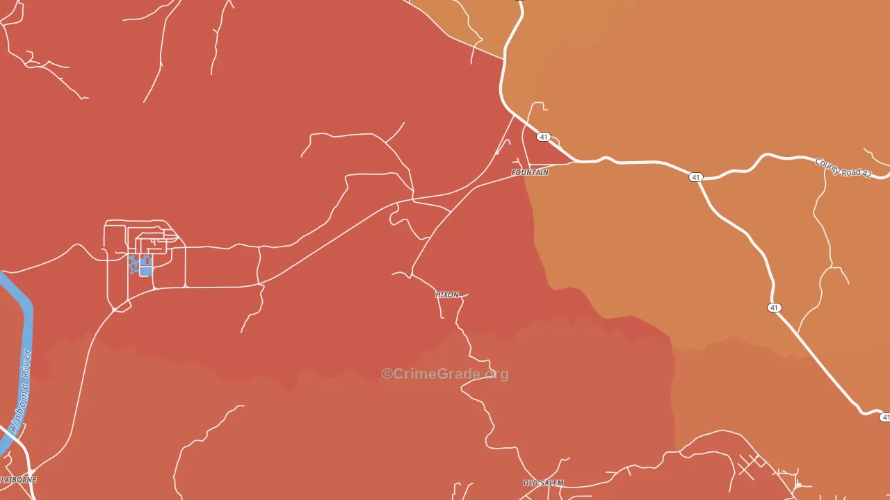 Fountain, AL Map of Arson Rates