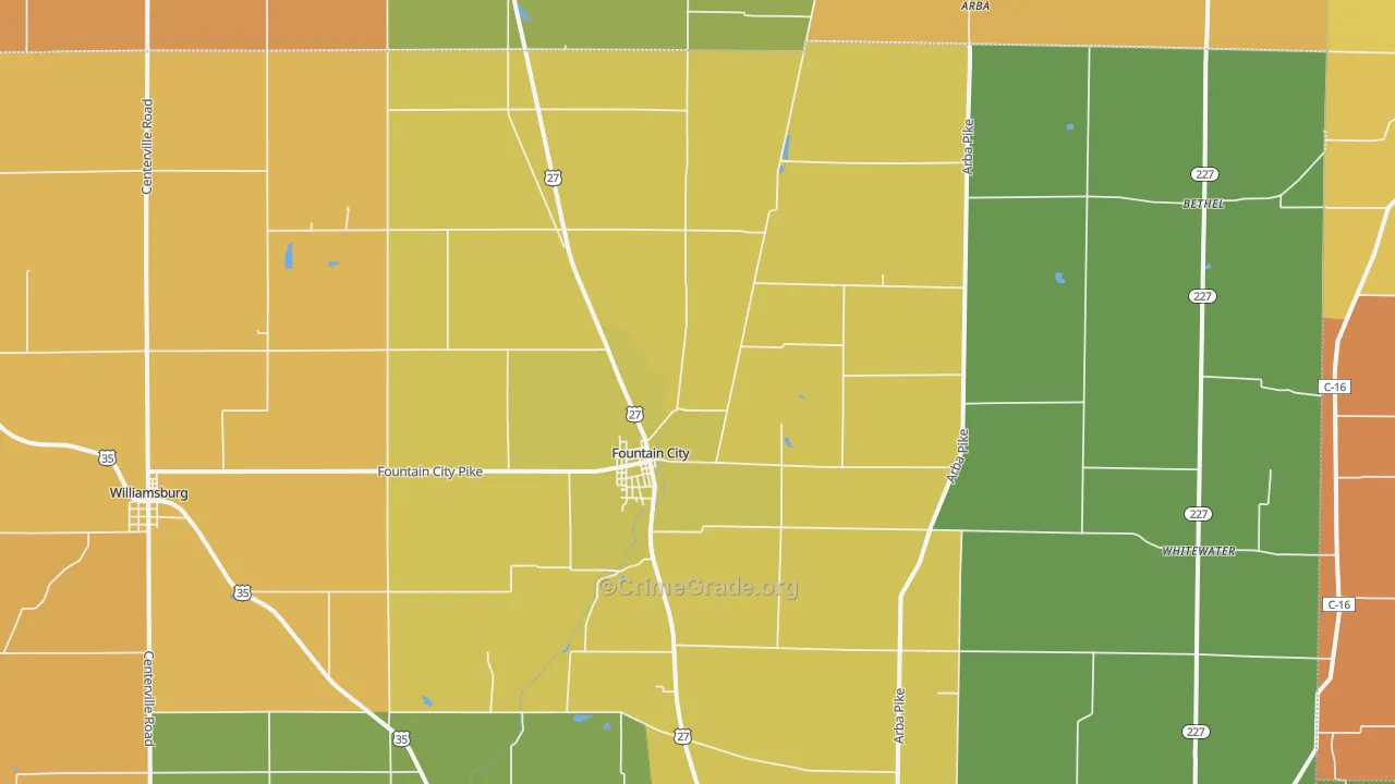 Fountain City, IN Map of Arson Rates