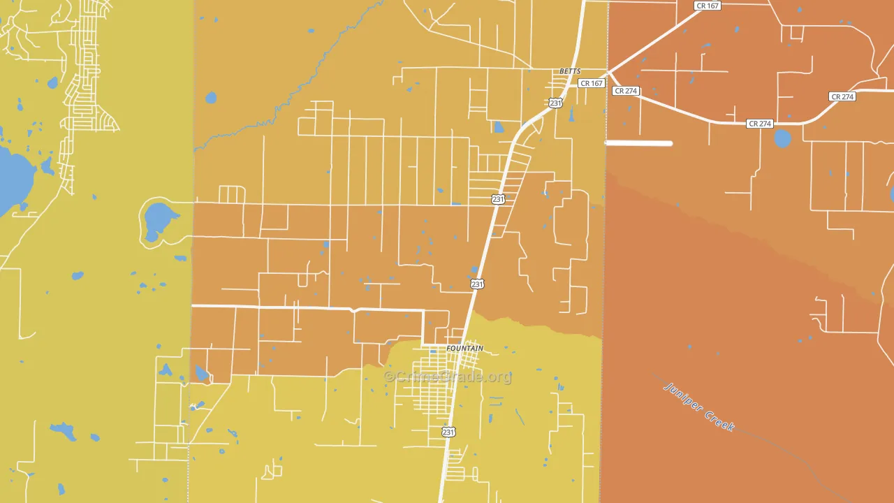Fountain, FL Map of Arson Rates