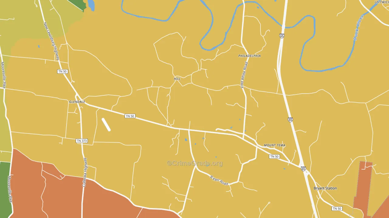 Fountain Heights, TN Map of Arson Rates
