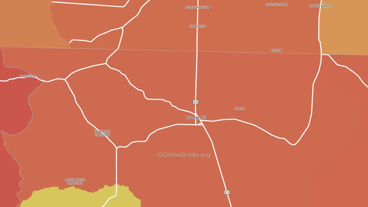 Fountain Hill, AR Map of Arson Rates