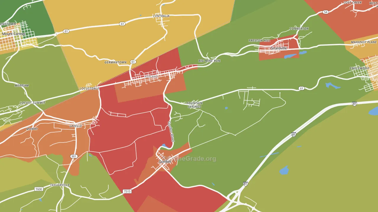 Fountain Springs, PA Map of Arson Rates