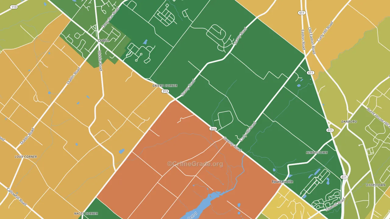 Fountainville, PA Map of Arson Rates