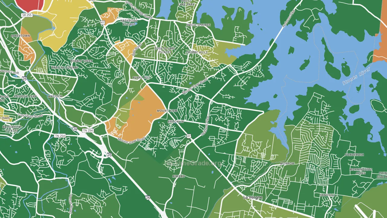 Four Corners, Antioch, TN Map of Arson Rates
