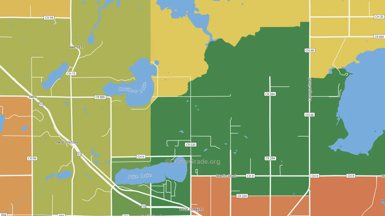 Four Corners, MN Map of Arson Rates