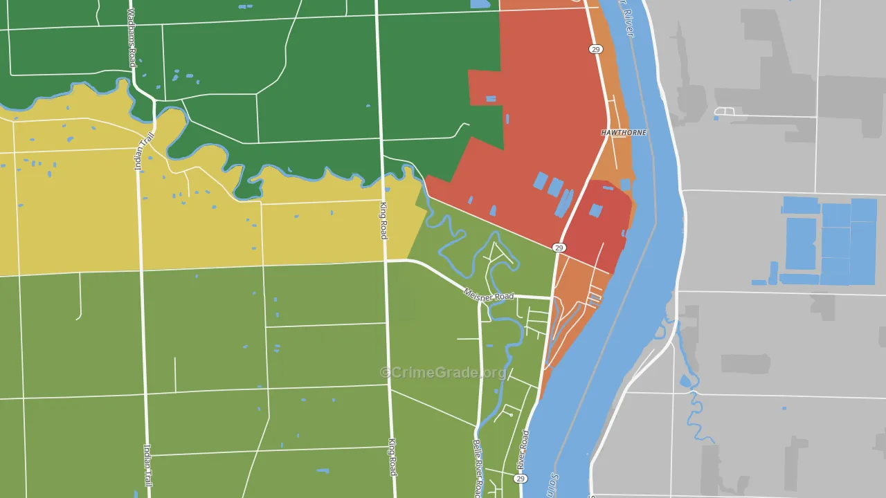 Four Towns, MI Map of Arson Rates