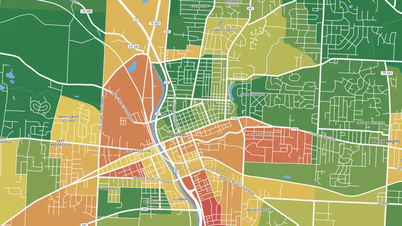 Fourth Street Historic District, Massillon, OH Map of Arson Rates