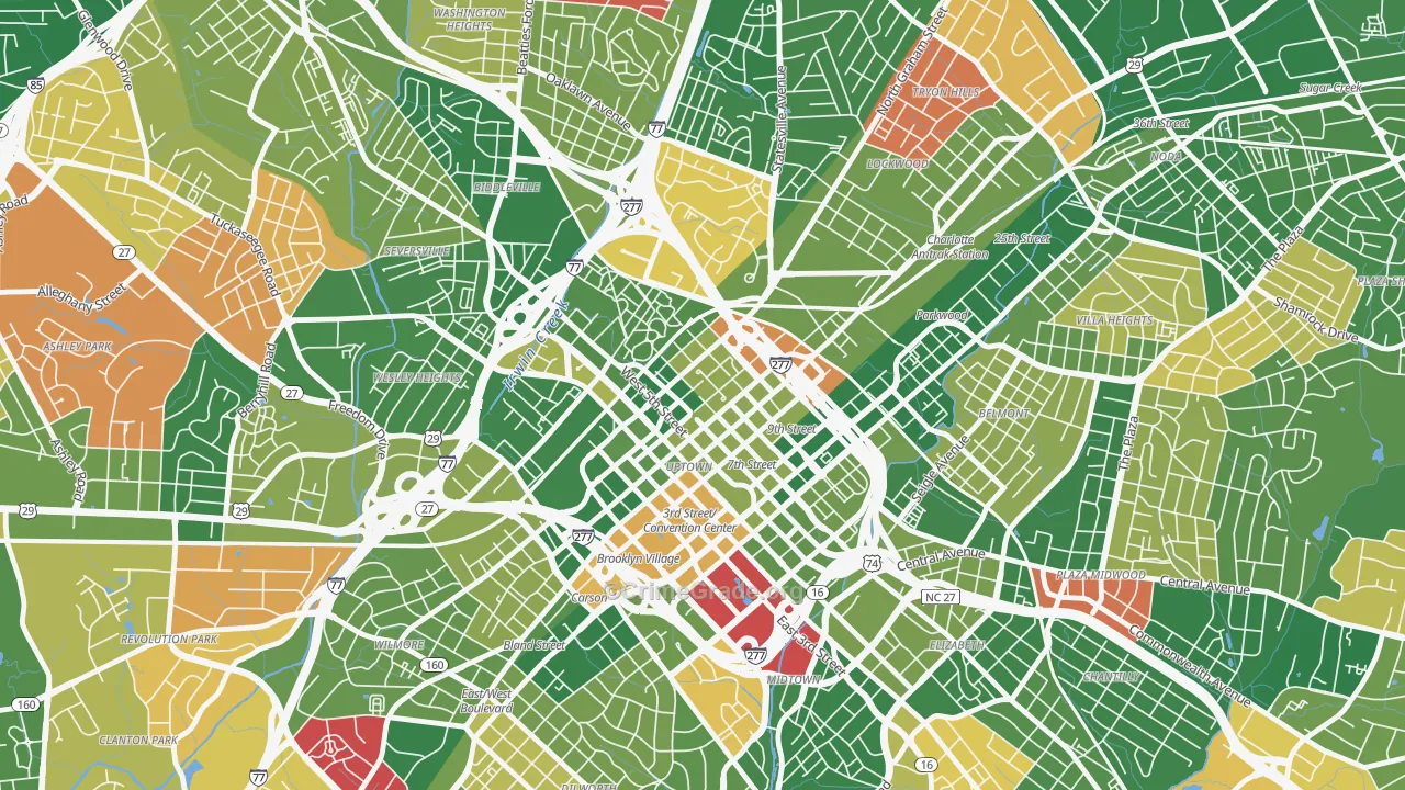 Fourth Ward, Charlotte, NC Map of Arson Rates