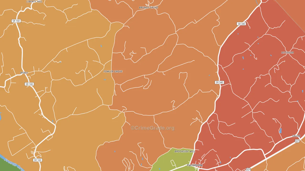 Fowler Grove, TN Map of Arson Rates