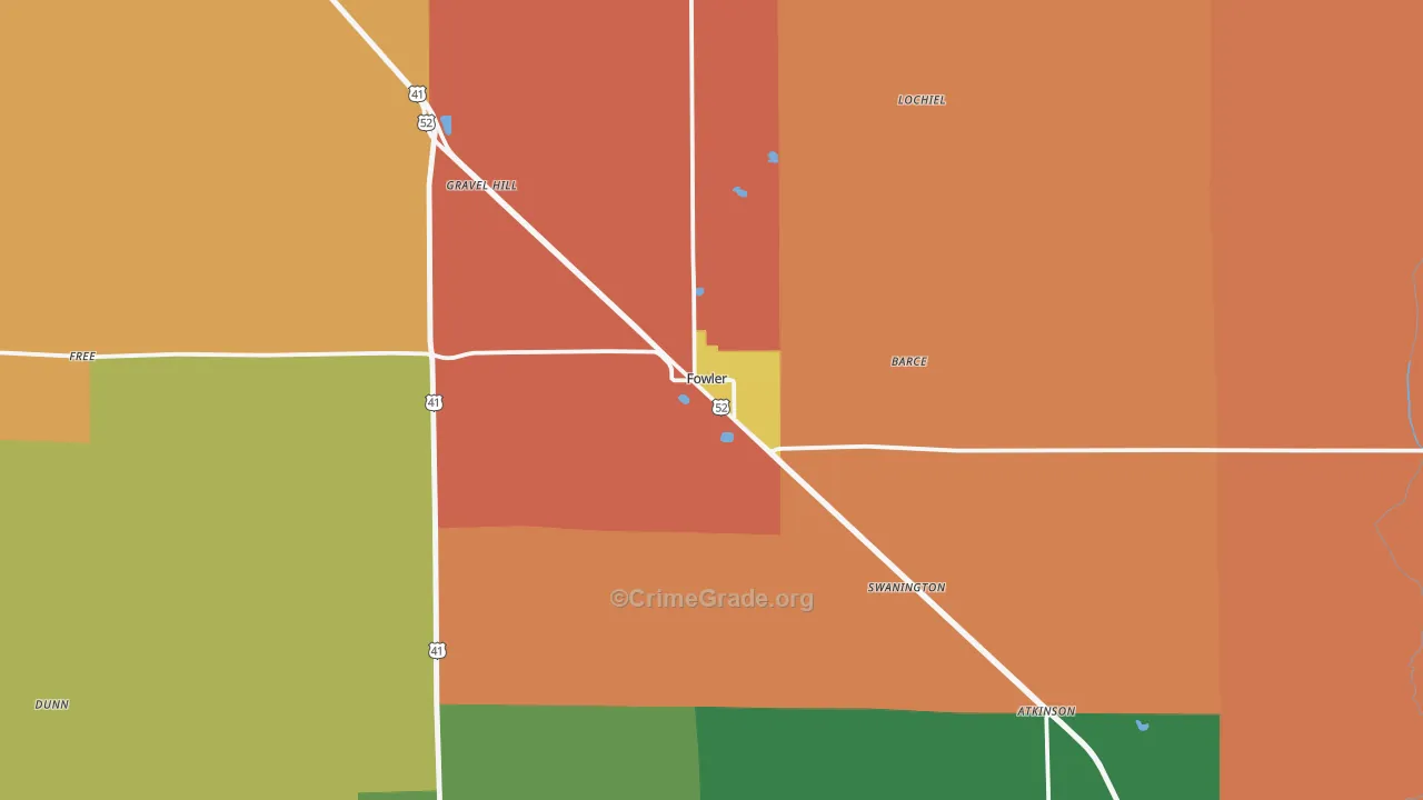 Fowler, IN Map of Arson Rates