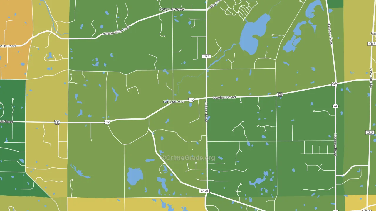 Fowlers Mill, OH Map of Arson Rates