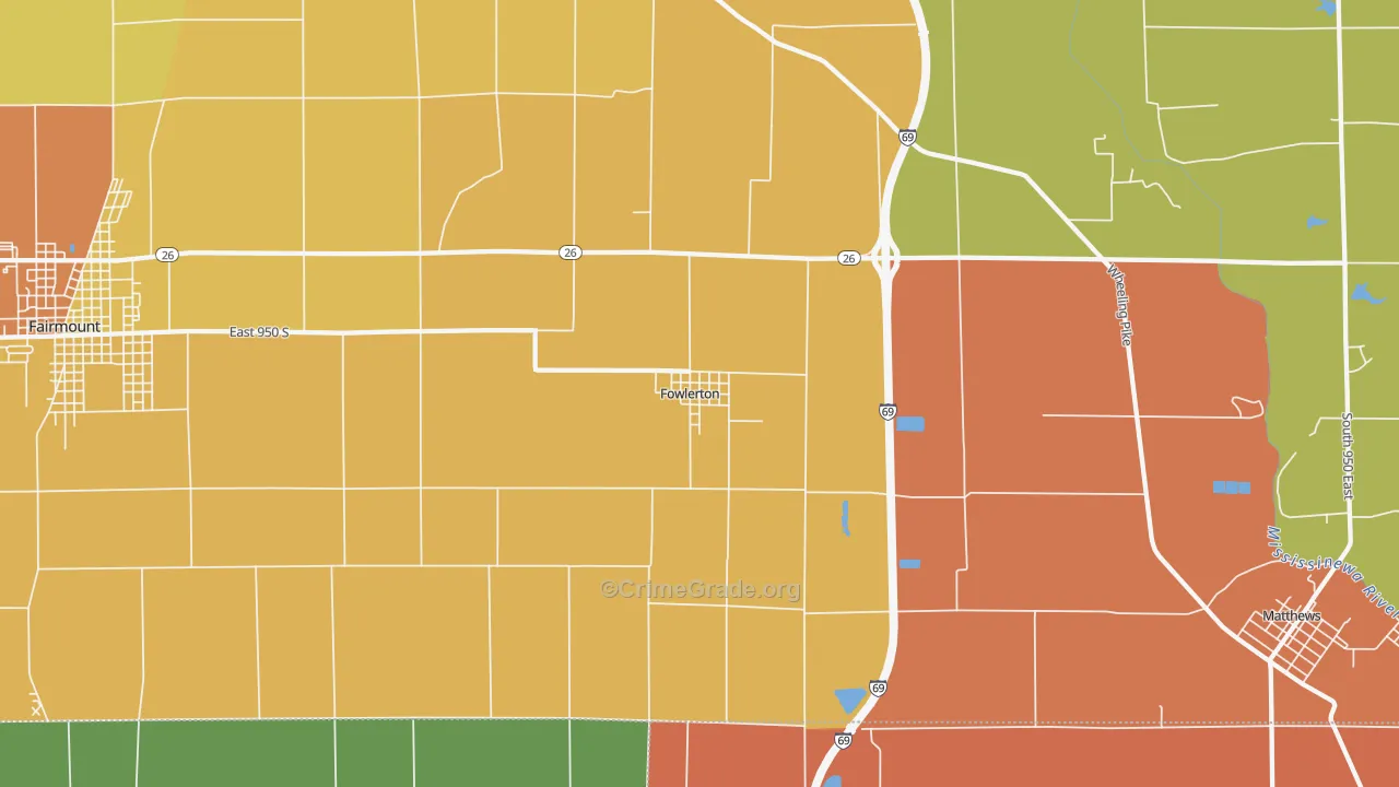 Fowlerton, IN Map of Arson Rates