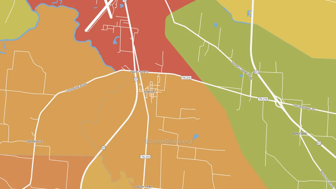 Fowlkes, TN Map of Arson Rates