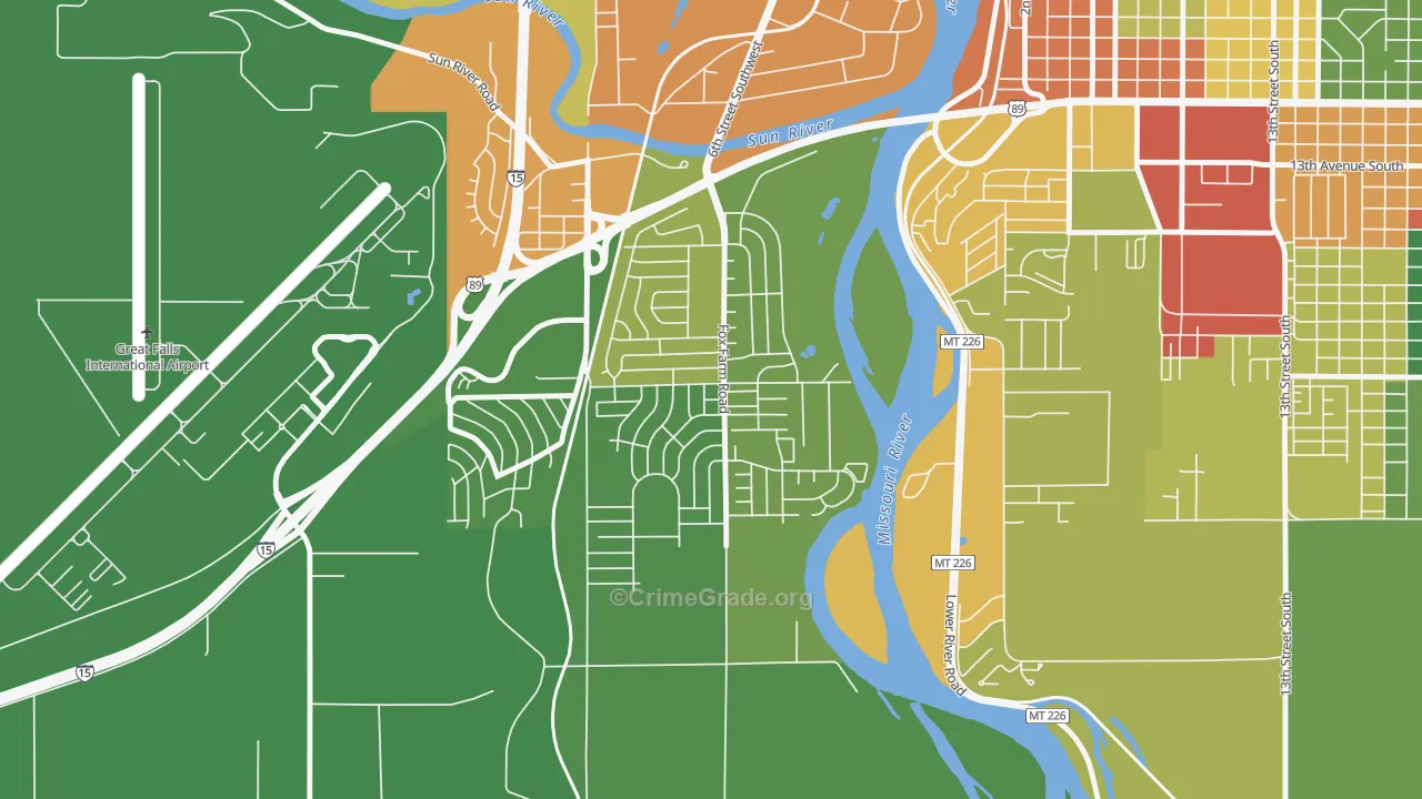 Fox Farm, Great Falls, MT Map of Arson Rates