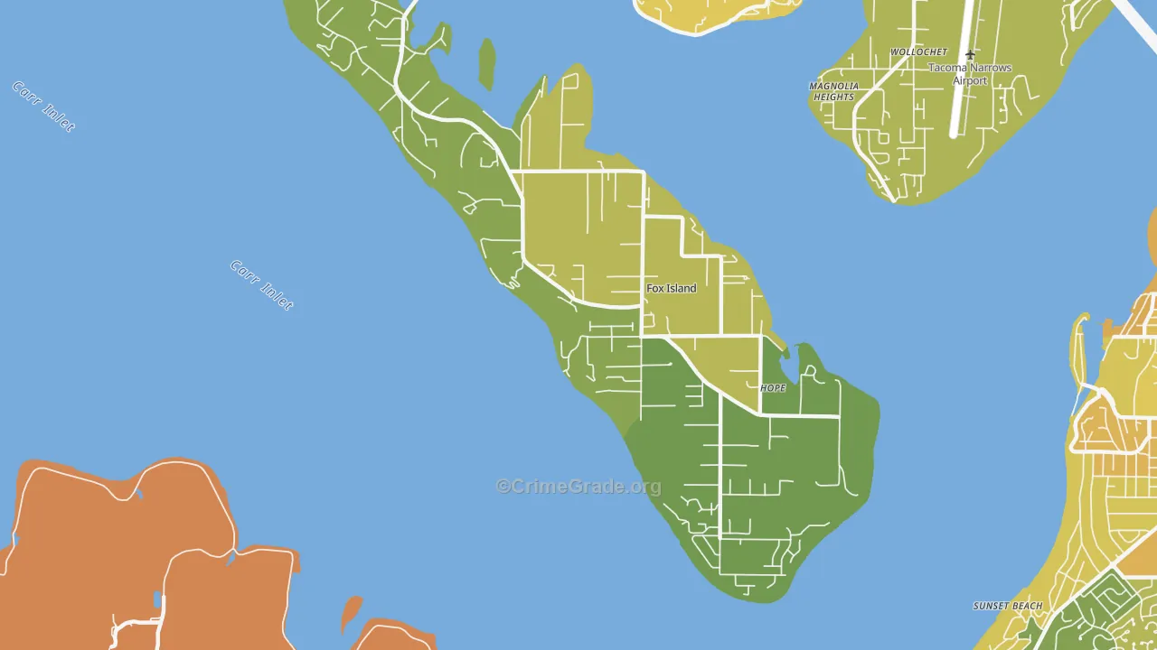 Fox Island, WA Map of Arson Rates