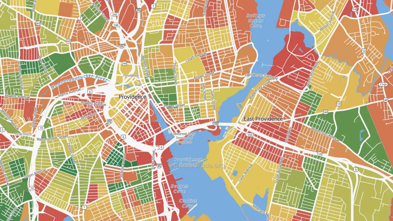 Fox Point, Providence, RI Map of Arson Rates