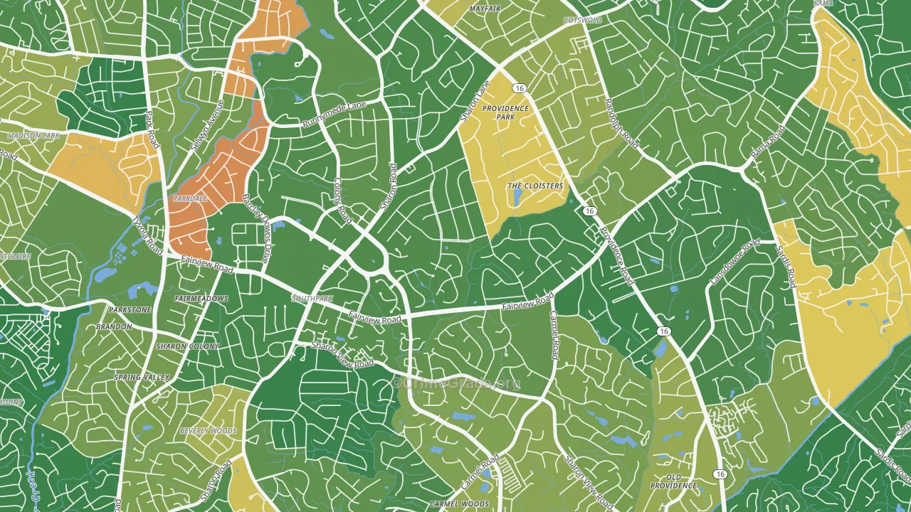 Foxcroft, Charlotte, NC Map of Arson Rates