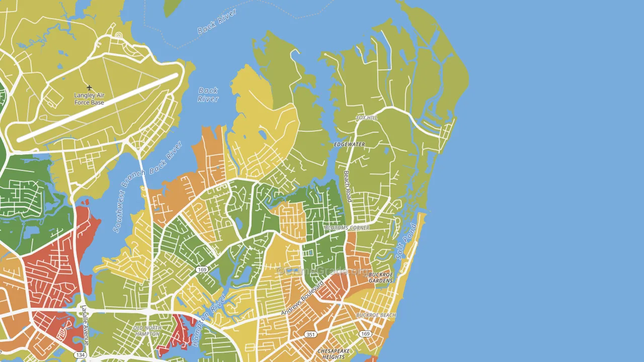 Foxhill, Hampton, VA Map of Arson Rates