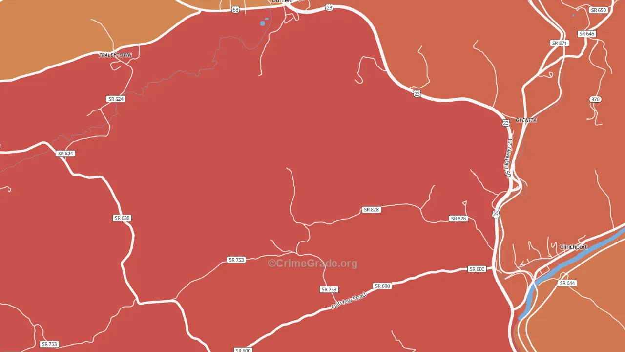 Fraleytown, VA Map of Arson Rates