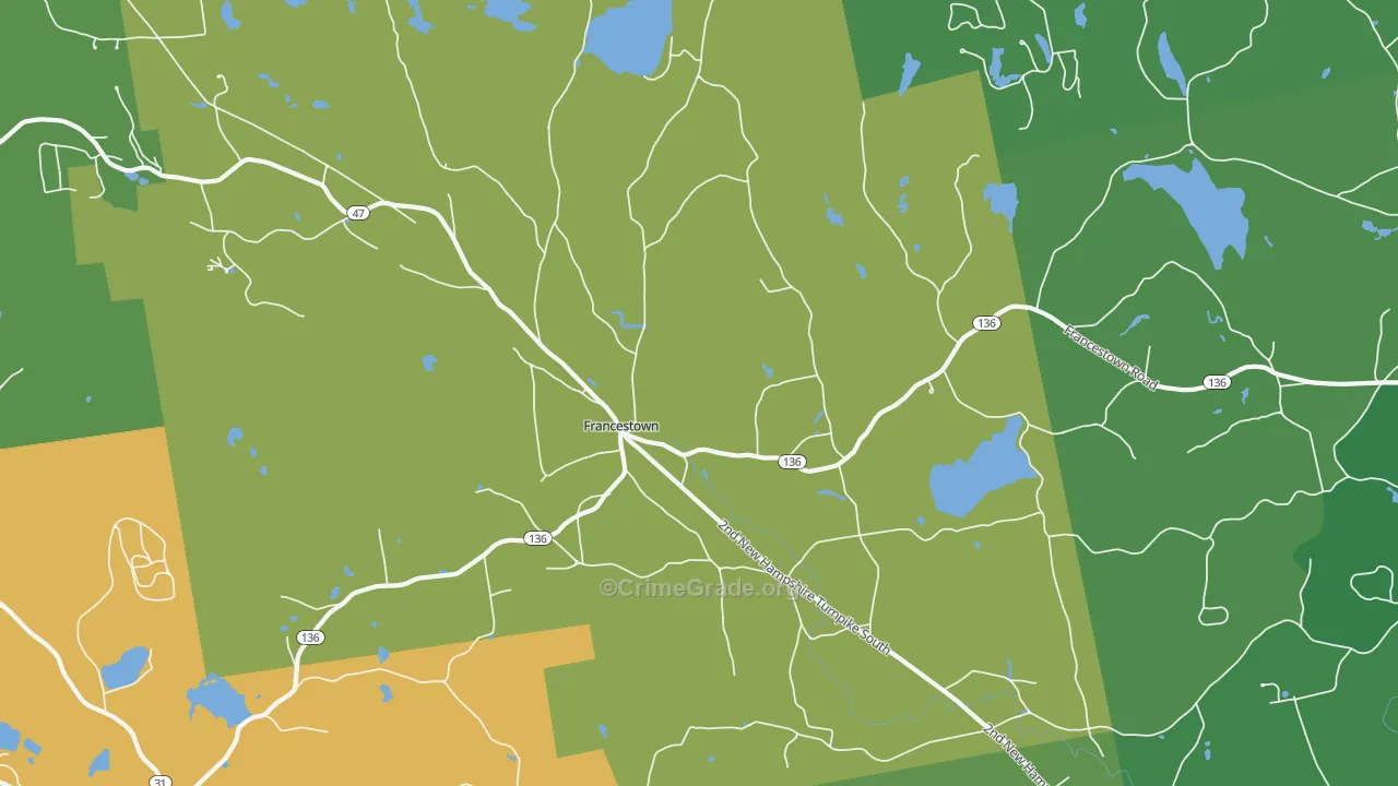 Francestown, NH Map of Arson Rates