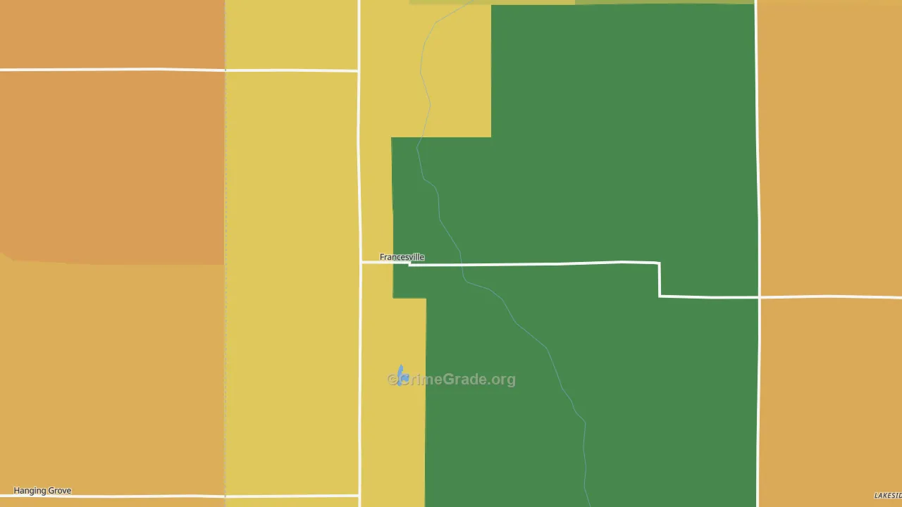 Francesville, IN Map of Arson Rates