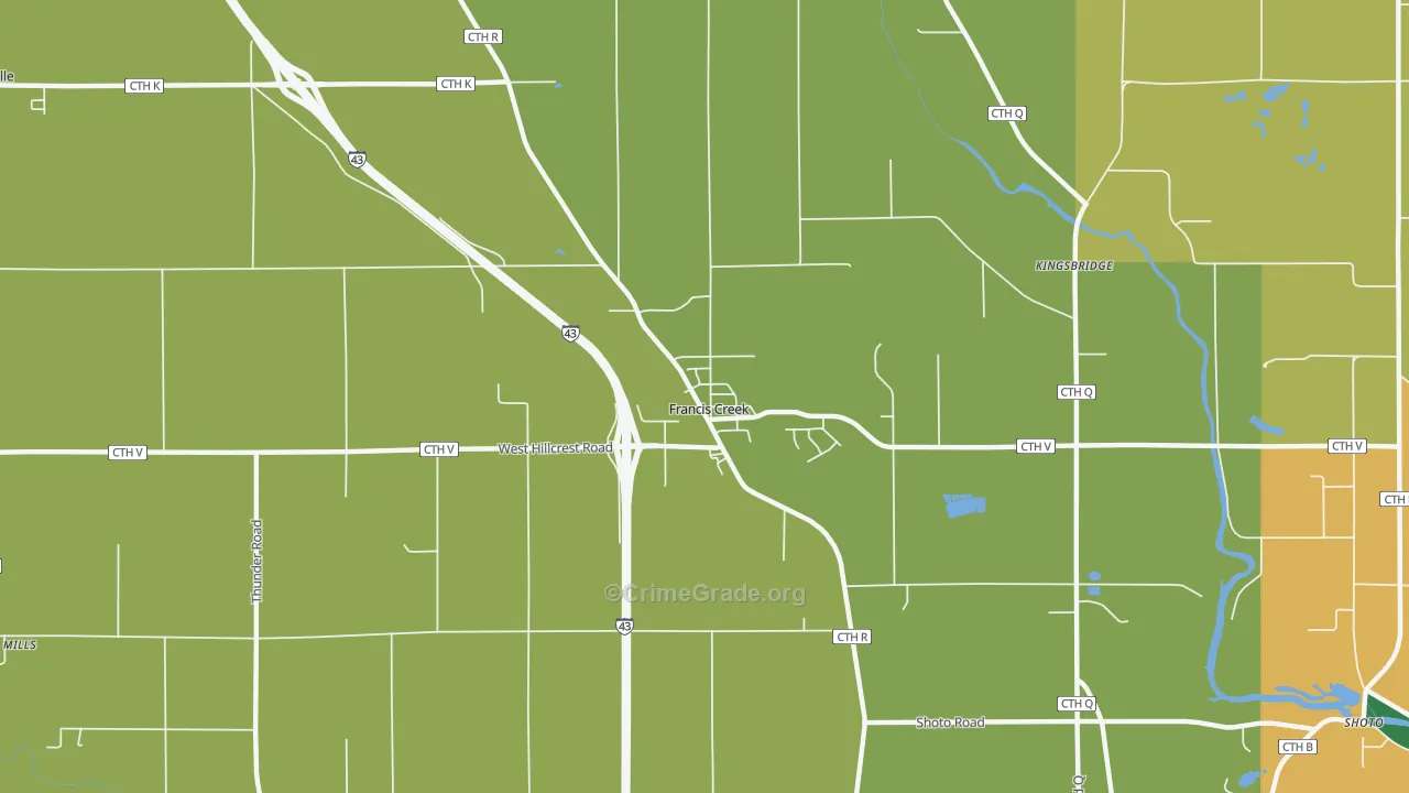 Francis Creek, WI Map of Arson Rates