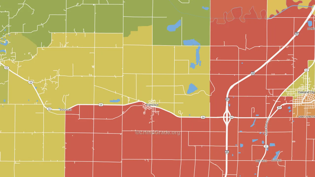 Francisco, IN Map of Arson Rates