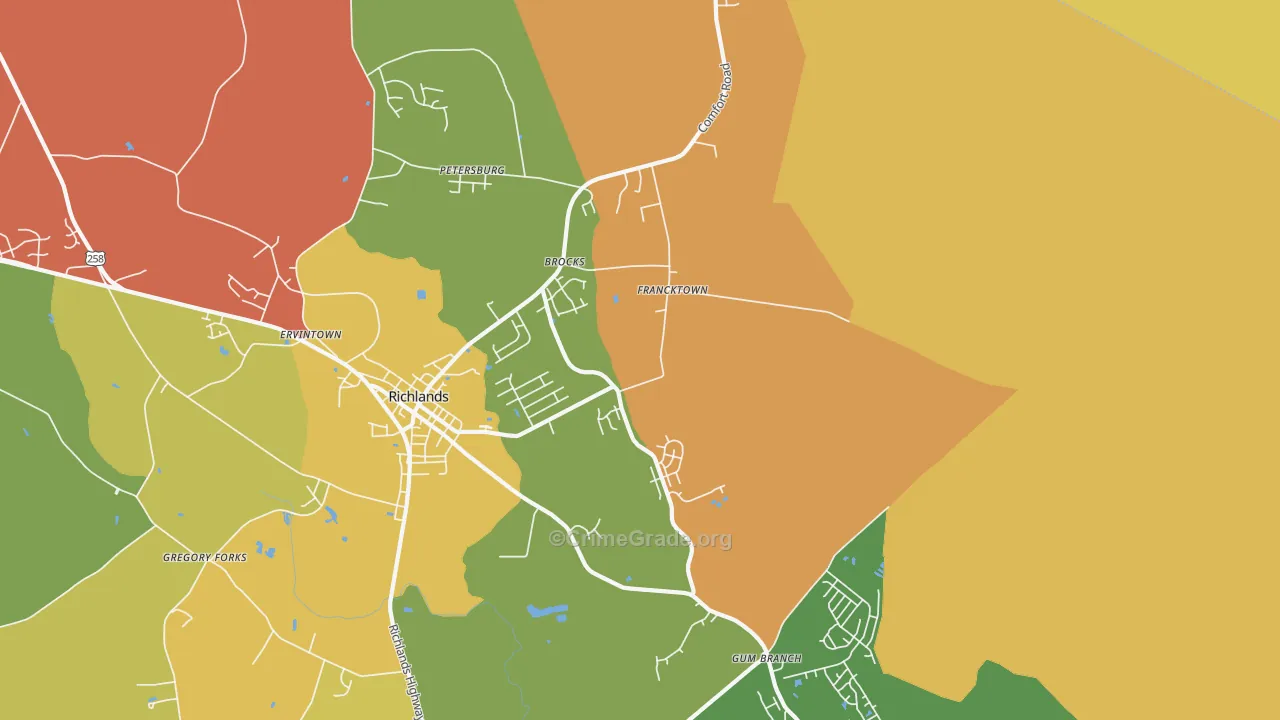 Francktown, NC Map of Arson Rates