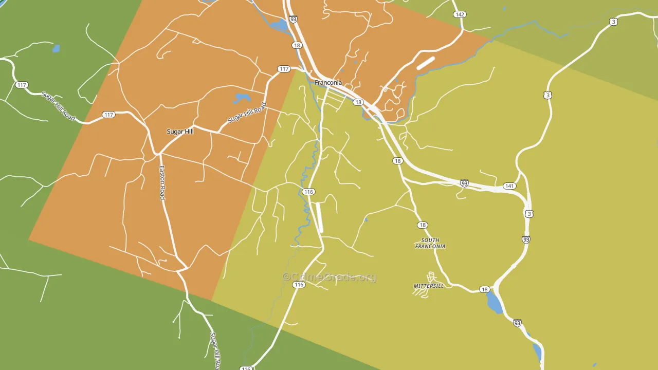 Franconia, NH Map of Arson Rates