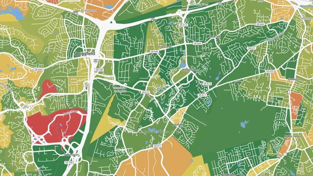 Franconia, VA Map of Arson Rates