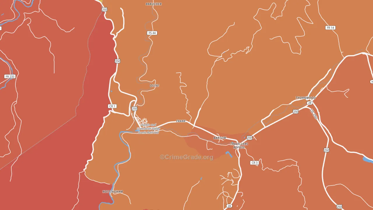 Frank, WV Map of Arson Rates