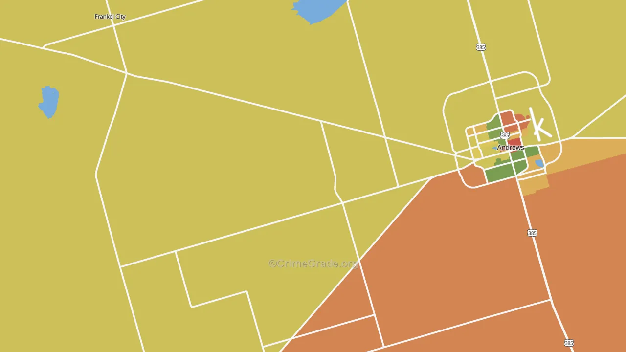 Frankel City, TX Map of Arson Rates