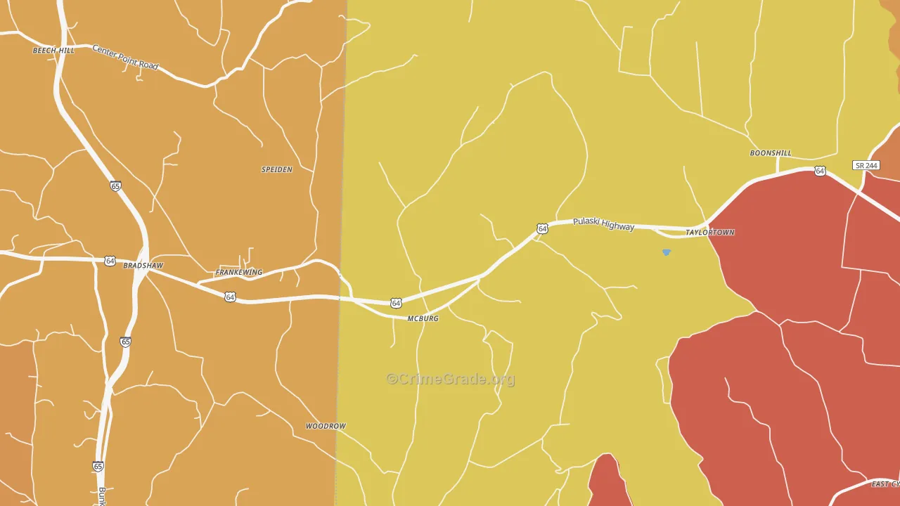 Frankewing, TN Map of Arson Rates