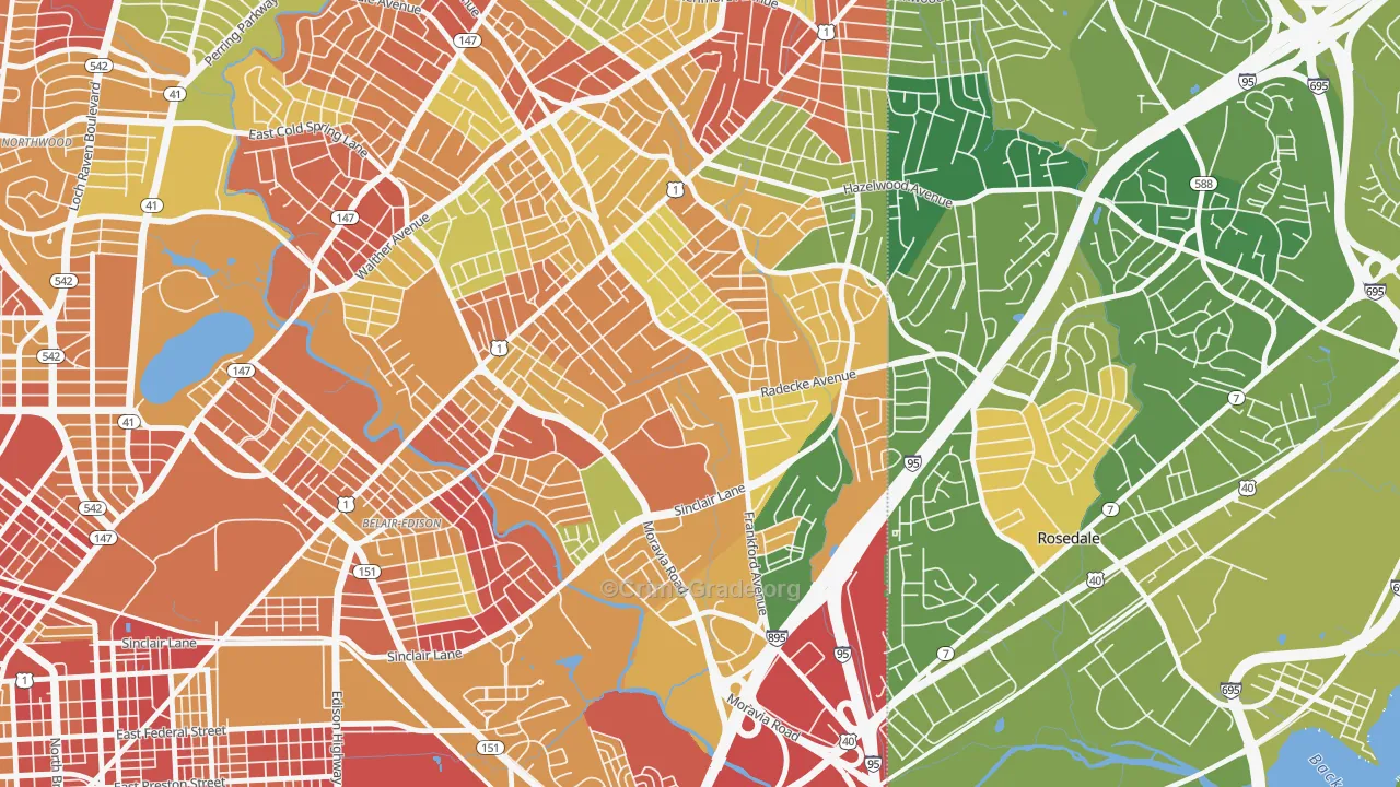 Frankford, Baltimore, MD Map of Arson Rates