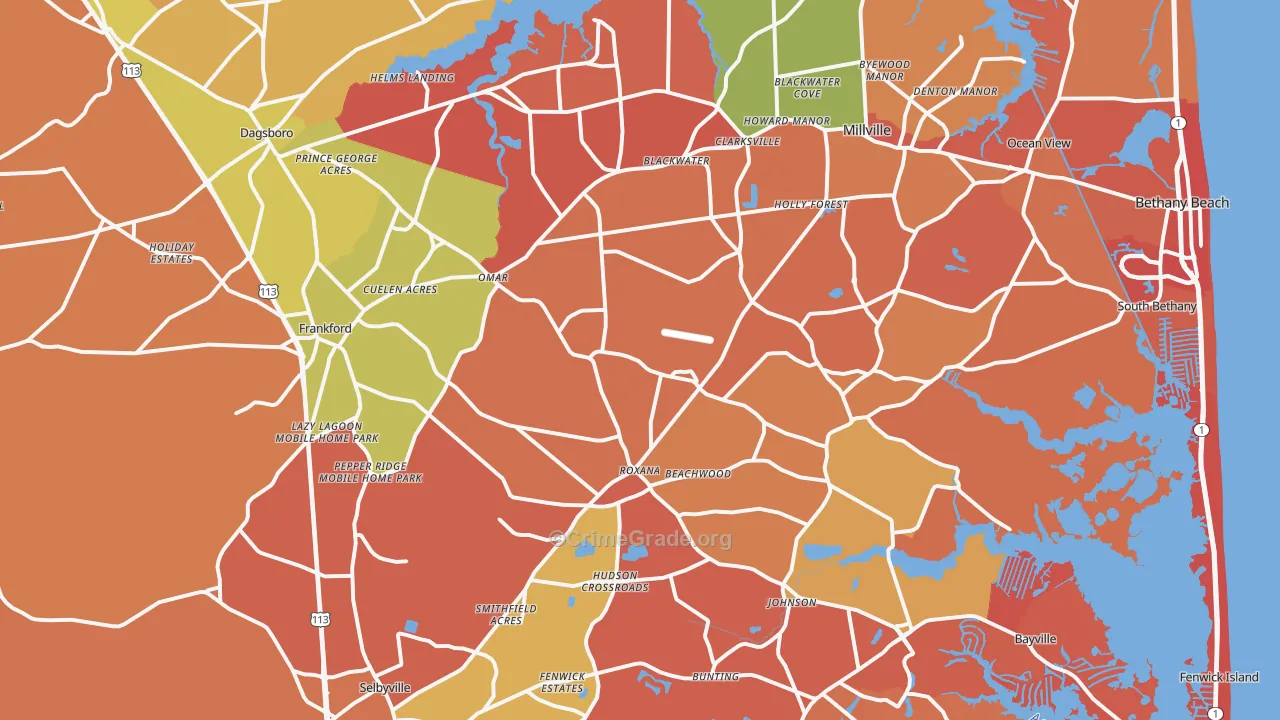 Frankford, DE Map of Arson Rates