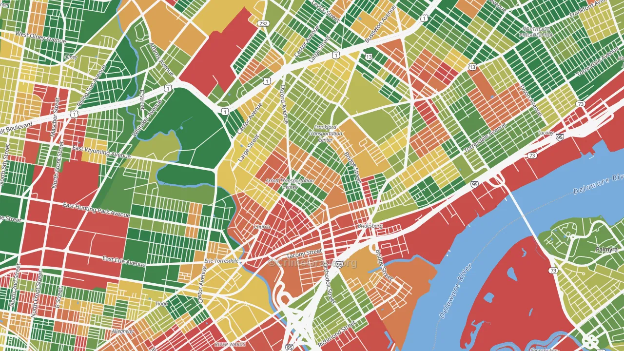 Frankford, Philadelphia, PA Map of Arson Rates