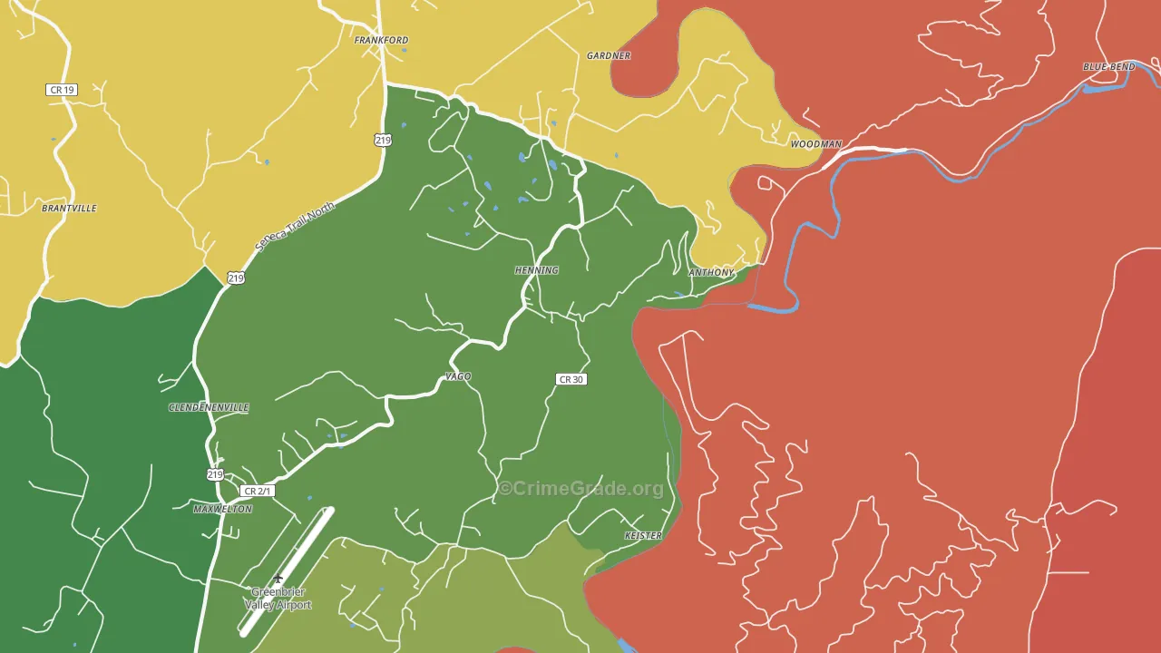 Frankford, WV Map of Arson Rates