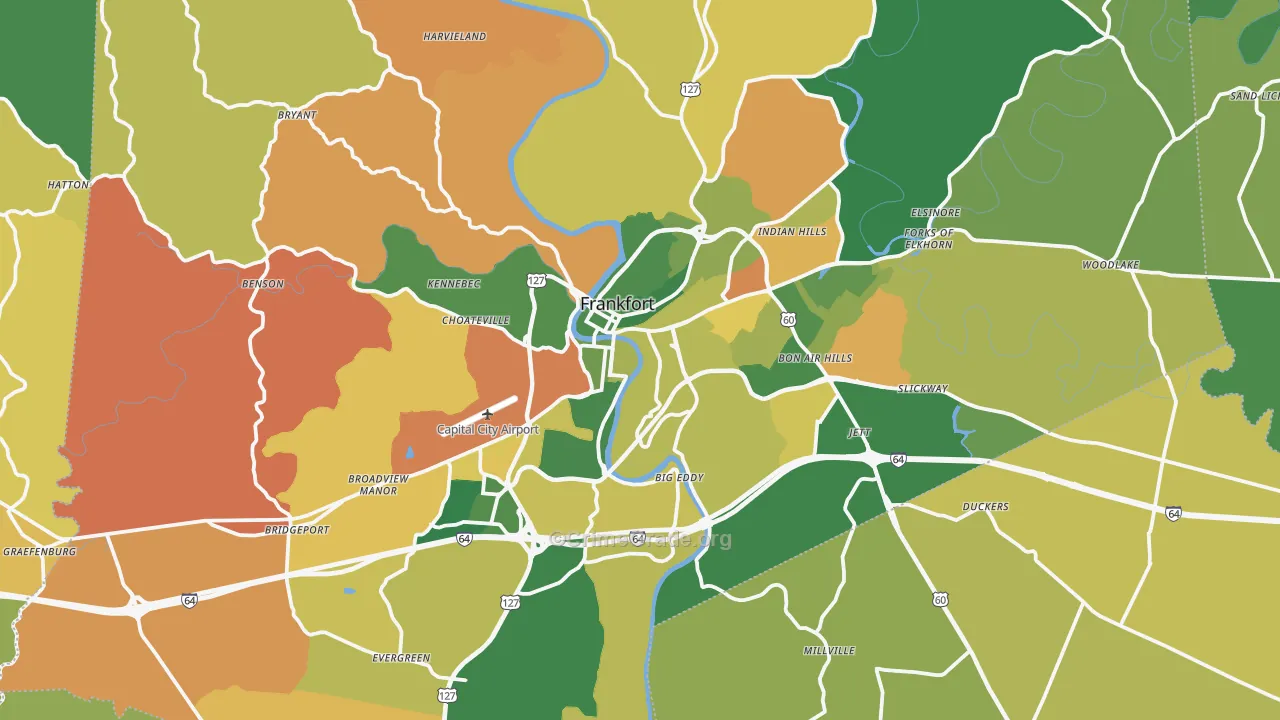 Frankfort, KY Map of Arson Rates