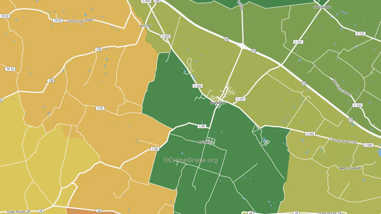 Frankfort, OH Map of Arson Rates