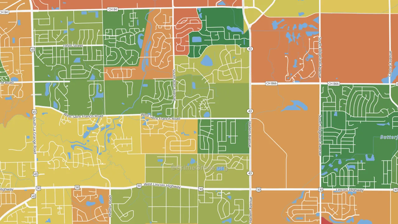 Frankfort Square, IL Map of Arson Rates